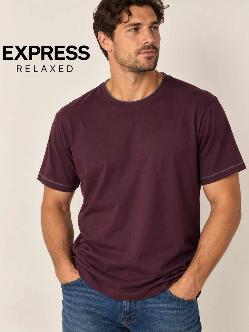 Express Relaxed Fit Crewneck Sweater Burgundy Purple Size S
